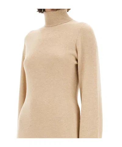 Fabiana Filippi Knit Dress With Lace Hemline In Neutral