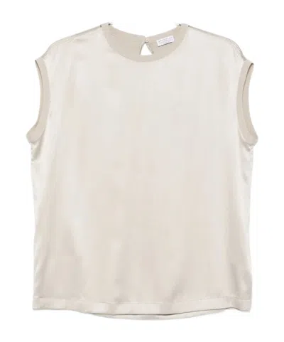Brunello Cucinelli Sleeveless Round-neck Top In Neutral
