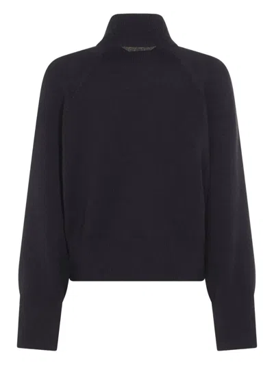 Brunello Cucinelli Ribbed Turtleneck Knitwear Long Sleeves In Black