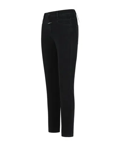 Closed Zippered Tapered Denim Jeans In Black