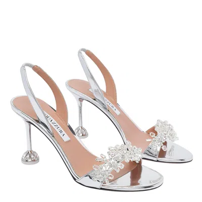 Aquazzura 85mm Crystal-embellished Slingback Sandals - Women's - Rubber/patent Calf Leather/calf Leather/cryst