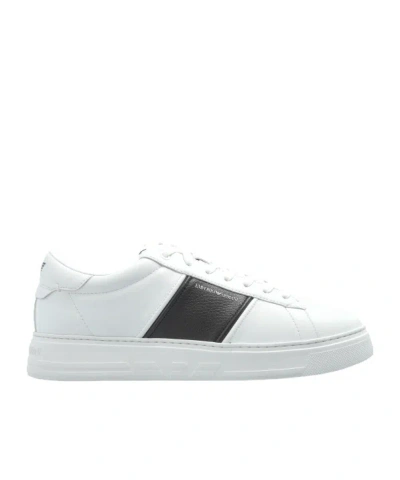 Emporio Armani Calf Leather Grained Texture Sneakers