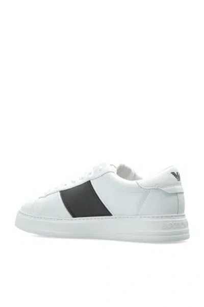 Emporio Armani Calf Leather Grained Texture Sneakers