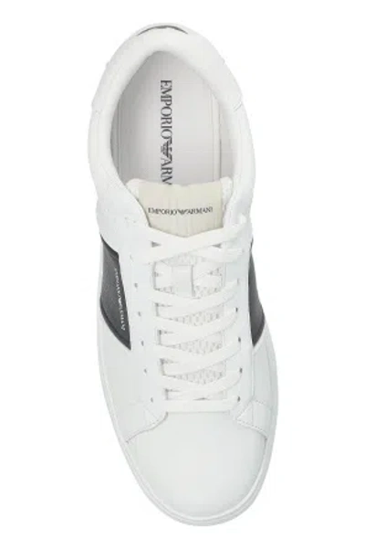 Emporio Armani Calf Leather Grained Texture Sneakers