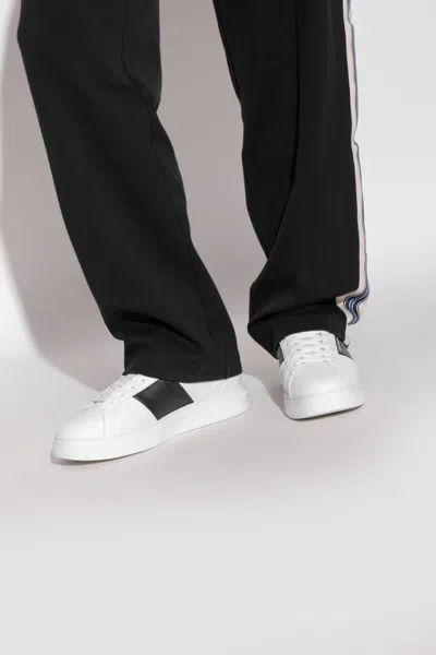 Emporio Armani Calf Leather Grained Texture Sneakers