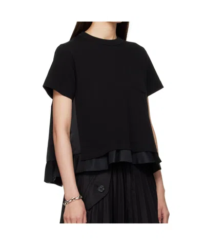 Sacai X Women's Nylon Twill X Cotton Jersey T-shirt In Black
