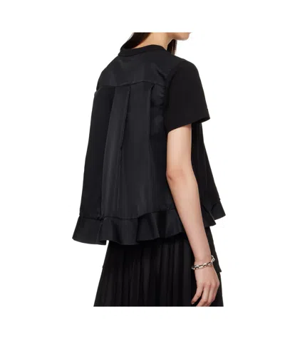 Sacai X Women's Nylon Twill X Cotton Jersey T-shirt In Black