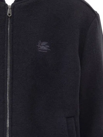 Etro Wool Bomber Jacket In Blue