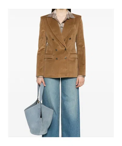 Etro Corduroy Double-breasted Jacket In Brown