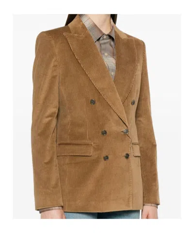 Etro Corduroy Double-breasted Jacket In Brown