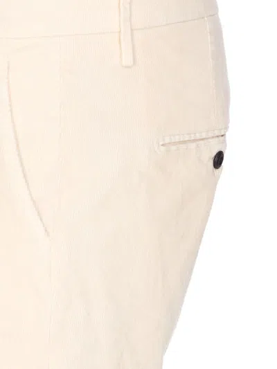 Dondup Tailored Fit Off-white Corduroy Jeans With Button Fly In Neutral