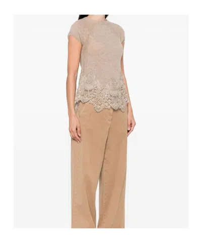 Ermanno Scervino Lace-trimmed Knit T-shirt