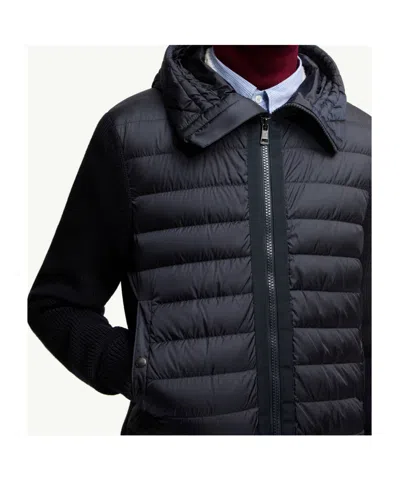 Moncler Wool Blend Tricot Down Jacket In Blue