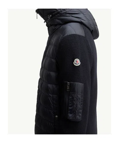 Moncler Wool Blend Tricot Down Jacket In Blue