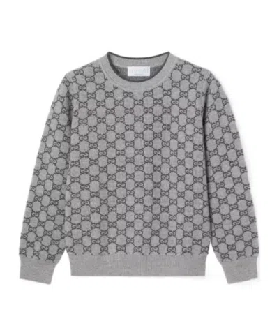 Gucci Gg Wool Jacquard Sweater In Gray