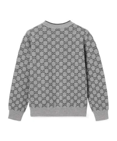 Gucci Gg Wool Jacquard Sweater In Gray