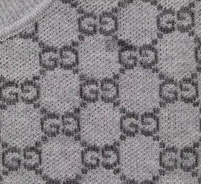 Gucci Gg Wool Jacquard Sweater In Gray