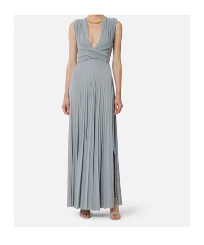 Elisabetta Franchi Red Carpet Lurex Jersey Dress In Gray