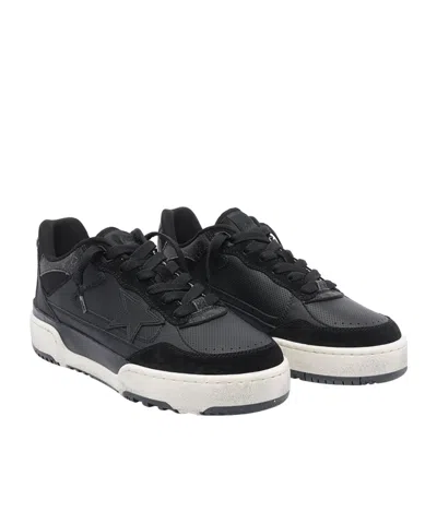 Golden Goose Low Top Leather Sneakers With Contrast Sole In Black