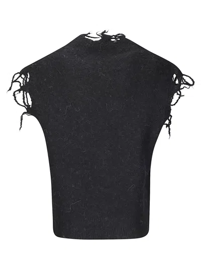 Haikure Distressed V-neck Sleeveless Sweater In Black