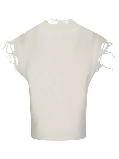 Haikure Distressed Sleeveless Sweater In Neutral