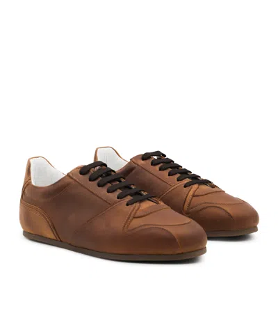 Moschino Low Top Sneakers Stitch Detailing In Brown