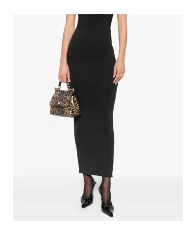 Alberta Ferretti High-waisted Virgin Wool Maxi Skirt In Black