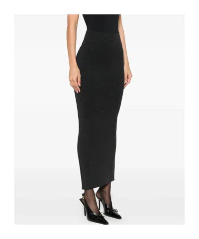 Alberta Ferretti High-waisted Virgin Wool Maxi Skirt In Black