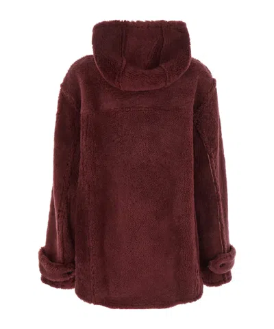 Marni Genuine Shearling Hooded Jacket In Brown