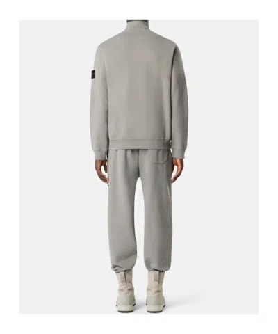 Stone Island Regular-fit Half-zip Sweatshirt With Ribbed Inlays In Gray