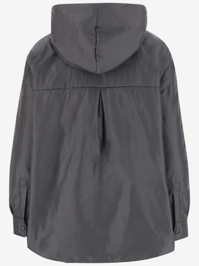 Aspesi Hooded Button-fastening Jakcet In Gray