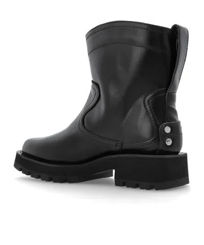 Ganni Black Low Black Oleatex Boots In Black