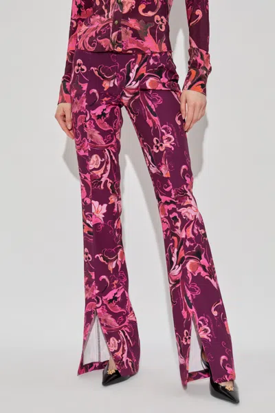 Versace Jeans Slit Flared Pants In Multi