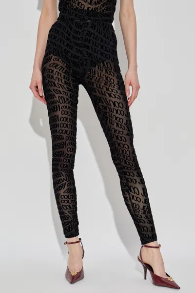 Versace Jeans Lettering Leggings In Black