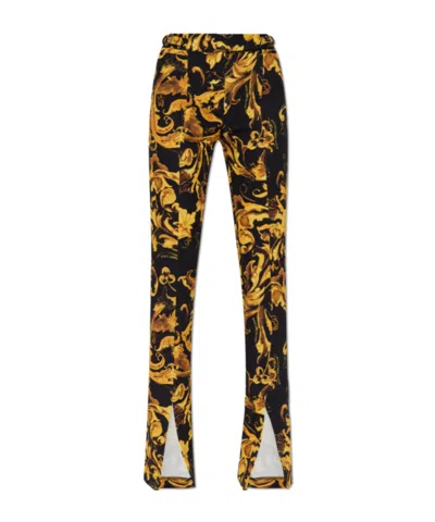Versace Jeans Slit Flared Pants In Black