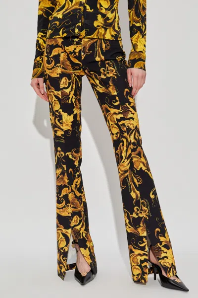 Versace Jeans Slit Flared Pants In Black