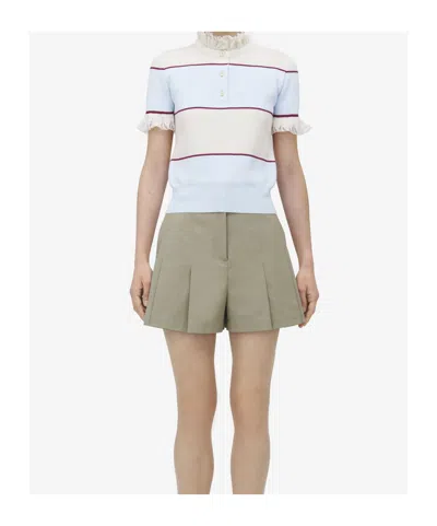 Alexander Mcqueen Mcqueen Lace Ruffle Stripe Polo In White