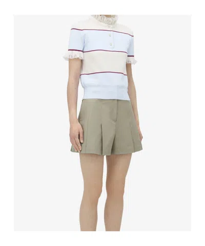 Alexander Mcqueen Mcqueen Lace Ruffle Stripe Polo In White