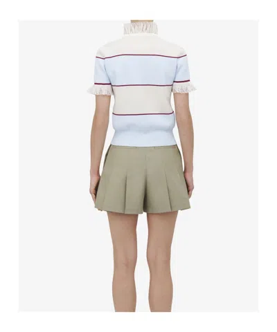 Alexander Mcqueen Mcqueen Lace Ruffle Stripe Polo In White