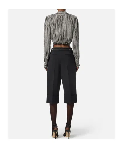 Elisabetta Franchi Georgette Shirt With Geometric Print In Gray