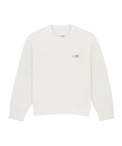 Mm6 Maison Margiela Cotton Crewneck Sweatshirt With Numeric Logo In White