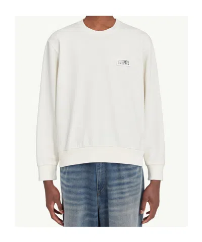 Mm6 Maison Margiela Cotton Crewneck Sweatshirt With Numeric Logo In White