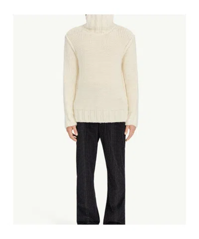 Mm6 Maison Margiela Chunky Wool Turtleneck Jumper In White