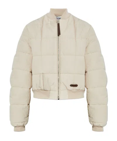 Moschino Cropped Padded Bomber Jacket In Neutral