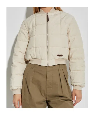 Moschino Cropped Padded Bomber Jacket In Neutral
