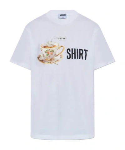 Moschino Playful Cotton T-shirt With Floral Print In White