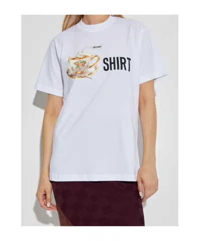 Moschino Playful Cotton T-shirt With Floral Print In White