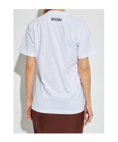 Moschino Playful Cotton T-shirt With Floral Print In White
