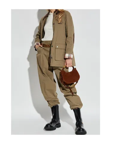 Moschino Corduroy-collar Utility Jacket In Brown