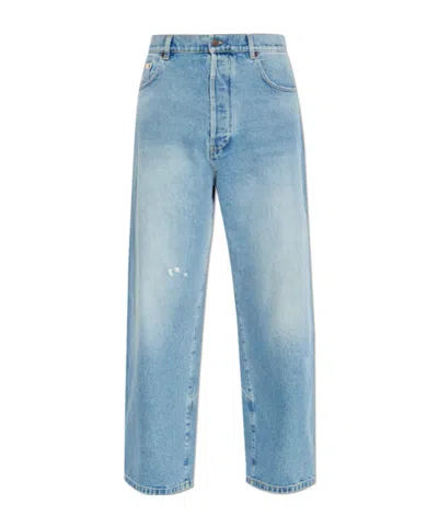 Moschino Belt Loop Denim Trousers In Blue